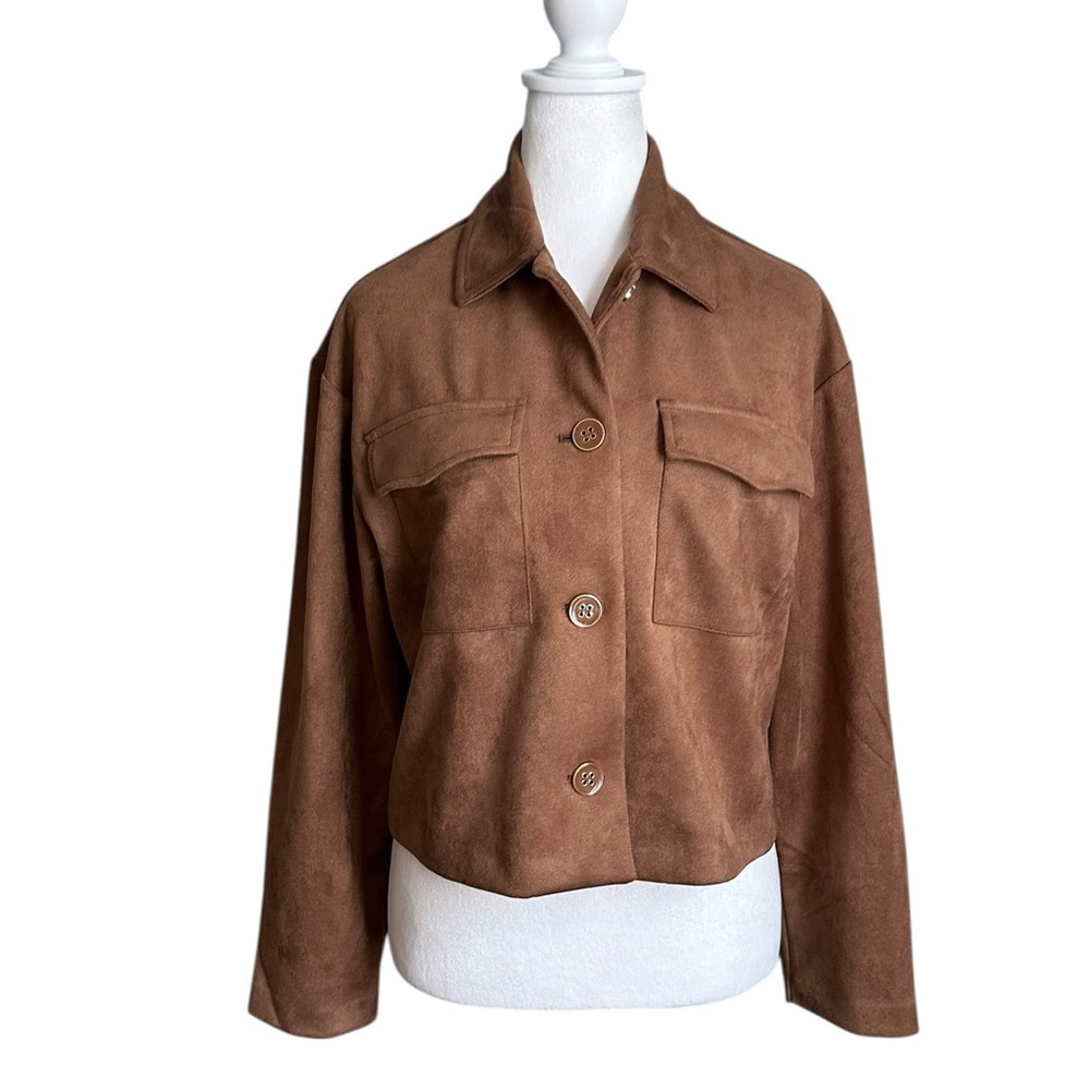 New York & Clothing Company Women Brown Honey Suede Button Down Jacket SZ PL NWT